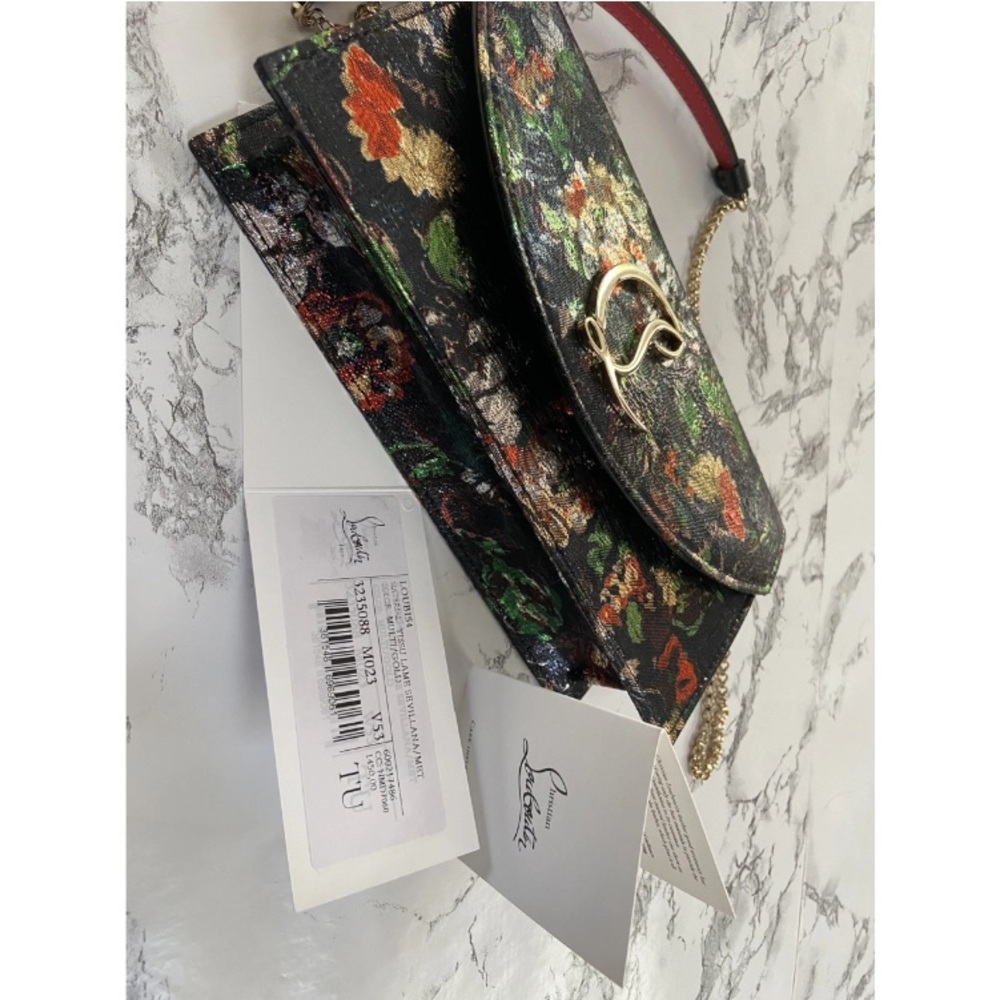 NWT Christian Louboutin Loubi54 Tissu Lamé Sevillana Handbag - Picture 7 of 13